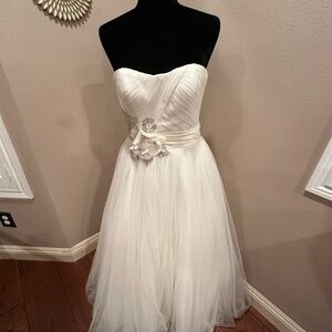 Vintage Oleg Cassini Boned Strapless Fit N Flare Princess Wedding Gown Size 6